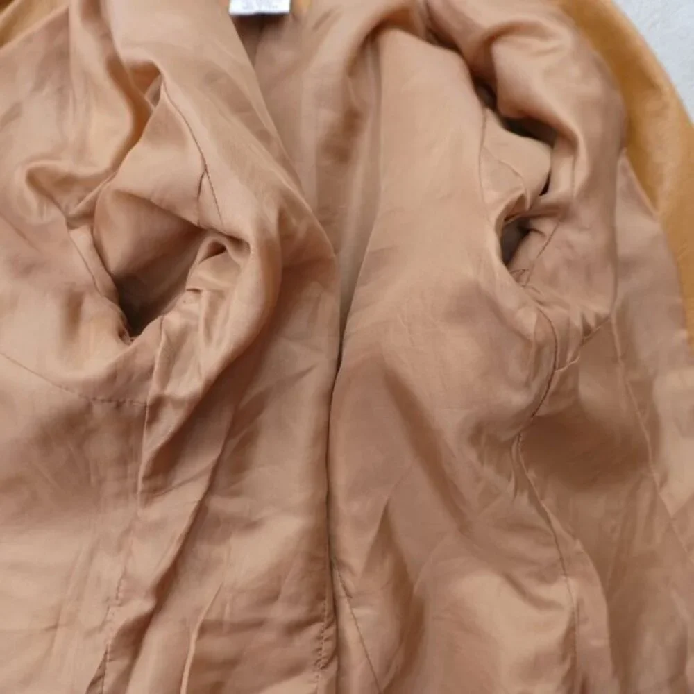 Vintage Cognac Leather Blazer Jacket Bagatelle 70s Style Flapped Pockets Lined 4